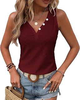 Women Embroidered V Neck Loose Fit Button Down Blouse Casual Office Dress Elegant