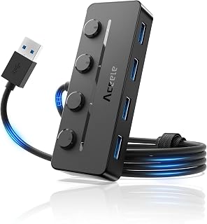 Aceele 4-Port USB Hub 3.0 with Individual LED Power Switches