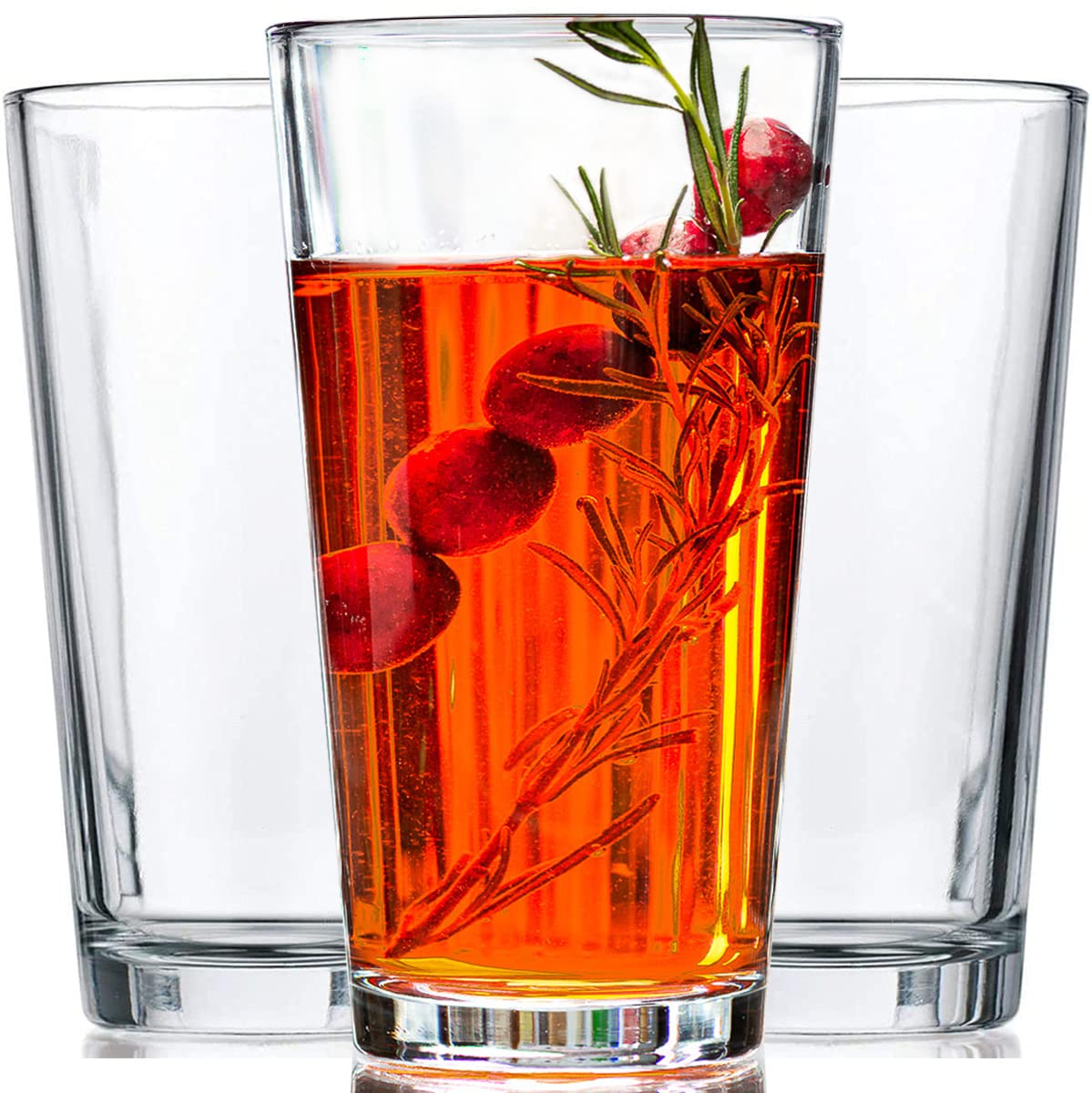 Le'raze 10pc Stackable Drinking Glasses, 16oz Clear Glass Cup Glassware Set | Di