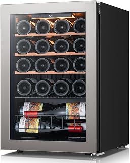 Ca'Lefort 20 Bot Wine Fridge 3-Color LED & Double door for Home/Bar/Office | Wine Cooler Refrigerator,Wine Refrigerator with Double-Pane Glass Door, Removable Shelves, 37-65℉