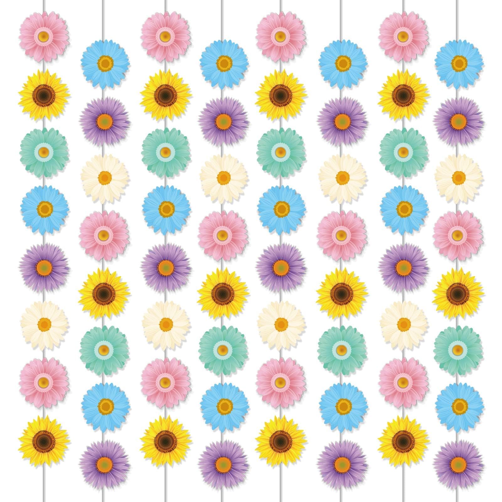 12 Packs Spring Sun Flowers Banners Sunflower Garland Kit Flower Hanging Swirl S