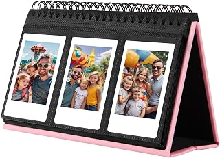 Veicevol 96 Pockets Mini Photo Album for Fujifilm Instax Mini Camera, Pink | Desktop Display Album, PU Leather Cover, for Instax Mini Instant & Polaroid Camera, 2x3 Photo Albums, Your Memory Companion