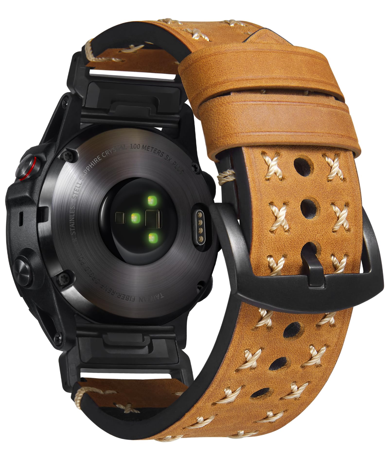 BINLUN Compatible with Garmin 22mm/26mm Leather Watch Strap Crazy-horse X-shape 