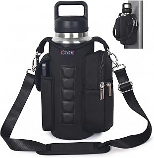 icolor Magnetic Gym Bag Water Bottle Holder Carrier with Strap & Phone Pockets, Φ3.9 Gym Magnetic Bag 5 Built-in Magnets Gym Accessories Organizer Sling Small Gym Bag Pouch for Men Women