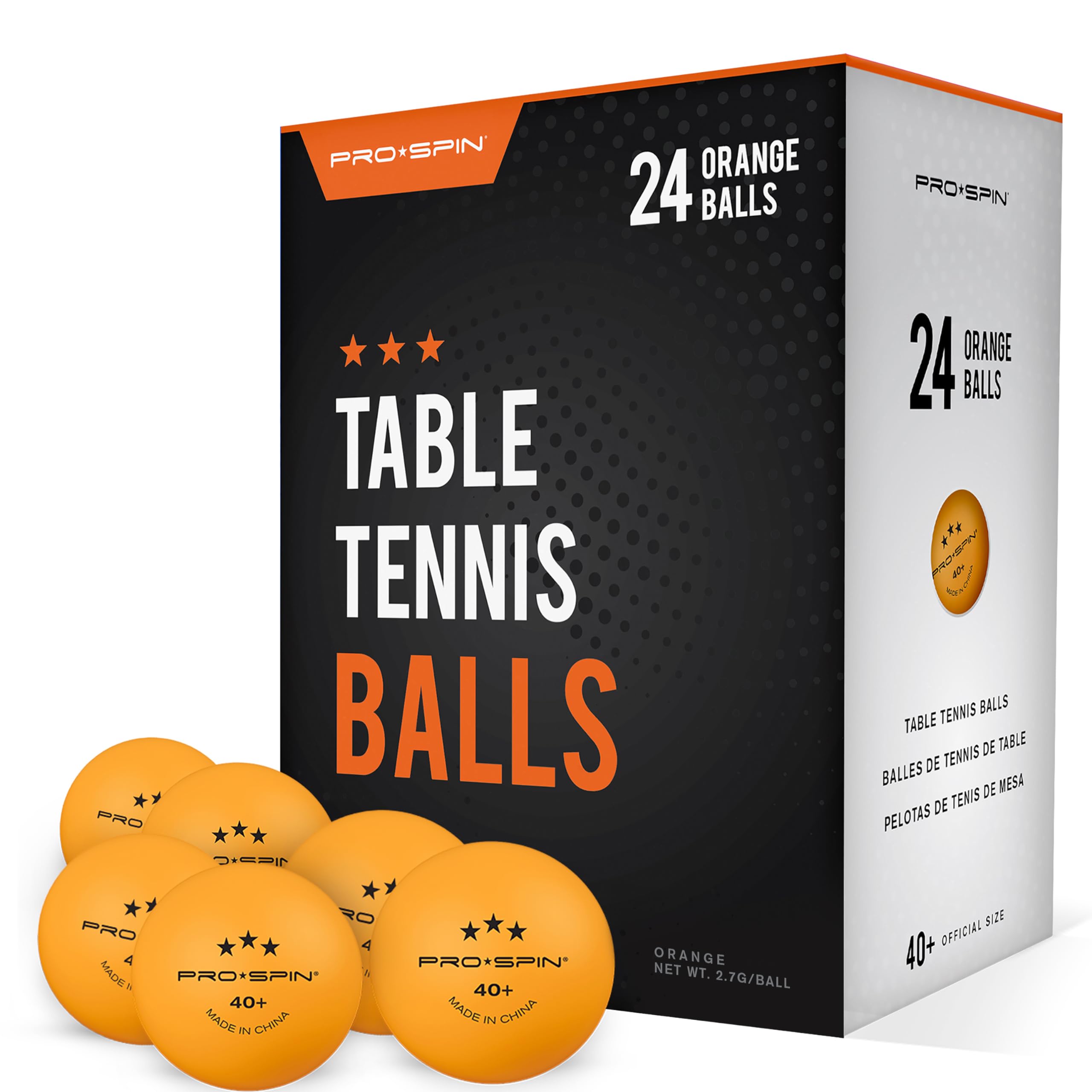 PRO-SPIN Ping Pong Balls - Orange 3-Star 40+ Table Tennis Balls | High-Performan