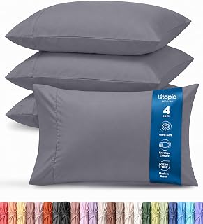 Utopia Bedding Queen Pillow Cases - 4 Pack - Envelope Closure - Soft Brushed Microfiber Fabric - Shrinkage and Fade Resistant Pillow Covers Queen Size 20 X 30 Inches (Queen, Grey)