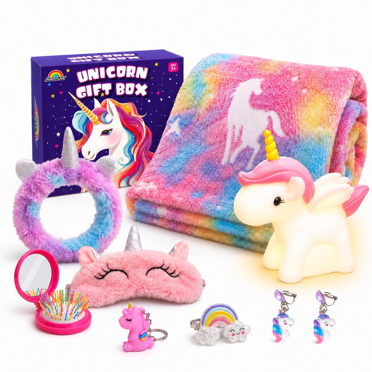 AGENTLAN Unicorn Gifts for Girls, Glow in the Dark Blanket & Night Light | Soft 