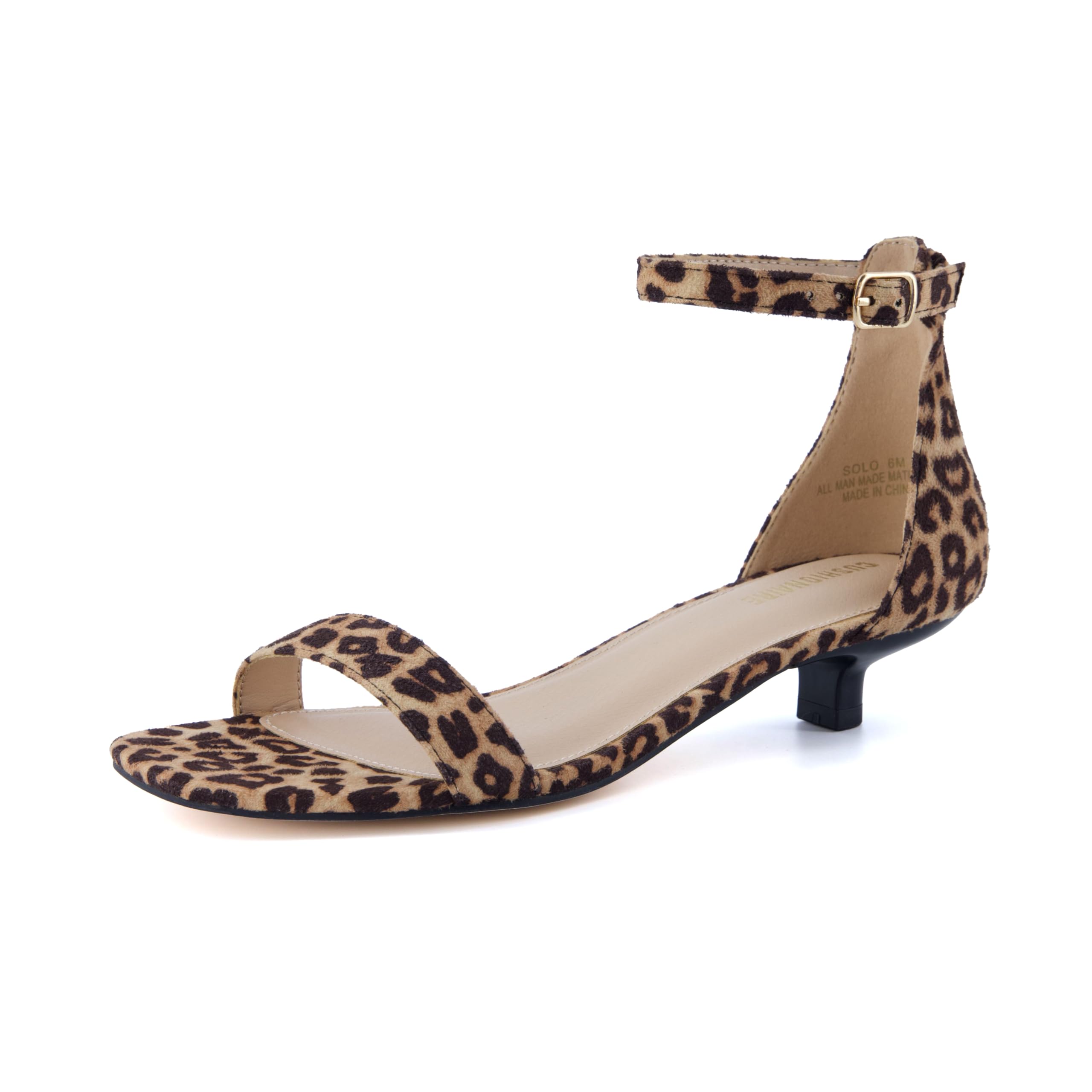 CUSHIONAIRE Solo Womens Kitten Heel Sandal 1 Band Ankle Strap Padded Footbed Fau