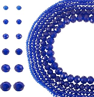 6 Strands 2.3-8mm Round Glass Beads Blue Faceted Loose Spacer Beads for Bracelet Necklace Pendant Jewelry Making Supplies