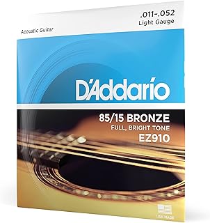 D'Addario EZ910 Acoustic Guitar Strings, 85/15 American Bronze, Light .011-.052