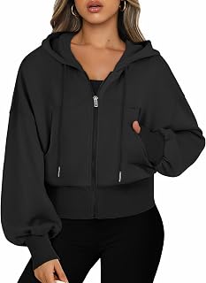 Jhsnjnr Women's Hoodie Long Sleeve Zip Up Sports Crop Top Zip Up Hoodie