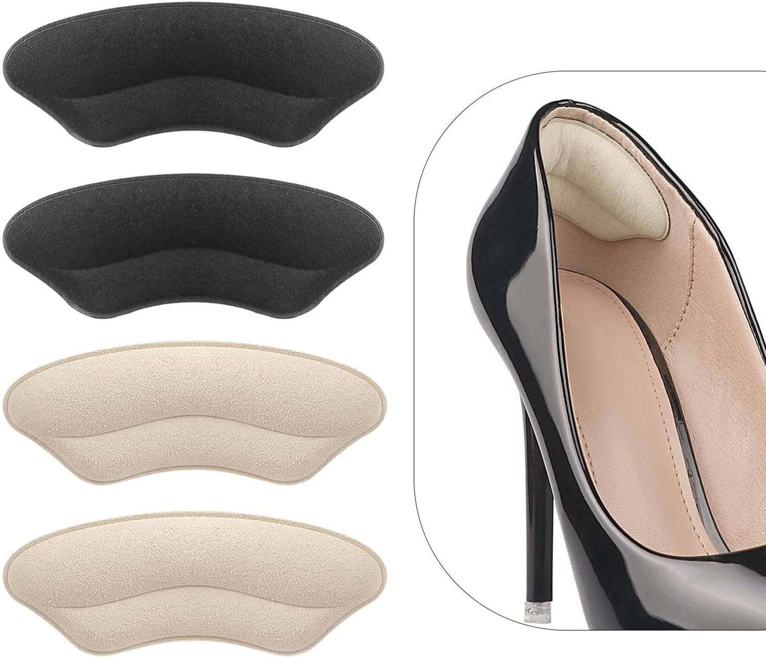 Heel Grips Liner Cushions Inserts for Loose Shoes, Heel Pads Snugs for Shoe Too 