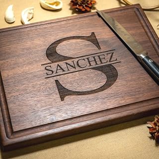 Personalized Letter Cutting Board, Bold Initial Engraved with Family Name, Birthday, Wedding or Anniversary Gift for Couples, Handmade Charcuterie
