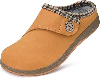 Eagsouni Pantuflas anchas de gamuza para hombre y mujer, para invierno, con forro de piel cálida, sin cordones, zapatos de casa para exteriores con plantilla acolchada extraíble