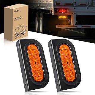 Nilight 6Inch Oval Trailer Tail Light with Flush Mount Grommets Plugs w/Mounting Brackets 2PCS Amber Waterproof Turn Signals Lights for RV Truck