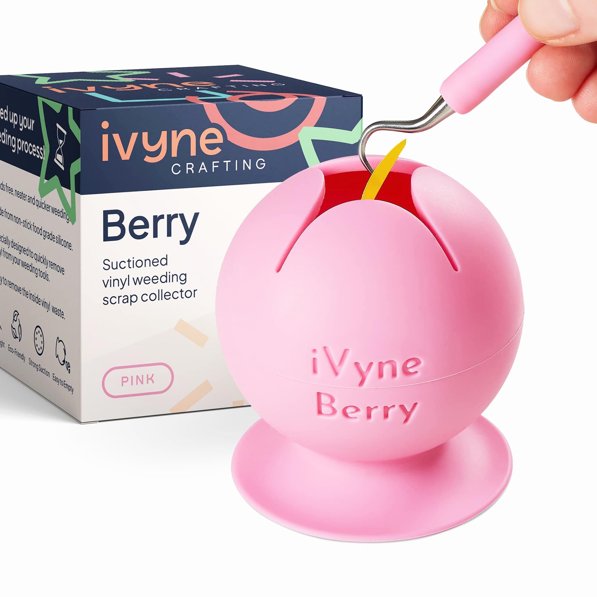 iVyne Berry Suctioned Vinyl Weeding Scrap Collector | Versatile Multi-Surface Su