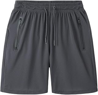 rismart Men's Fast Drying Shorts Training Walking Sports Short Trousers with Zip Pocket