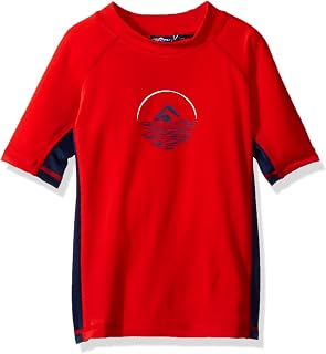 Kanu Surf Boy's Hangout UPF 50+ Sun Protective Rashguard Swim Shirt Short Sleeve Rash Guard Shirt