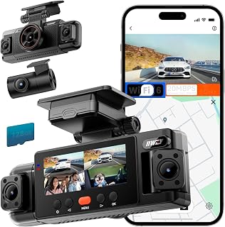 IIWEY N6 360° Dash Cam 4 Channel, Free 128GB Card, 8 IR Lights Night Vision | STARVIS 2K,5.8G WiFi-6 (up to 20MB/s), App, 24/7 Parking Mode, Front & Rear Inside DashCam for Car, 3.16” IPS, GPS, G-Sensor