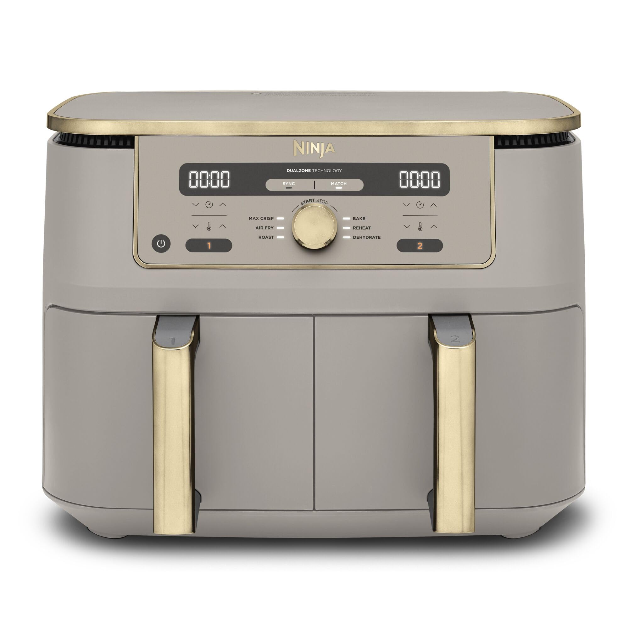 Ninja MAX Dual Zone Digital Air Fryer, 9.5L, Stone Gold DZ400UKSTGD | 6 function