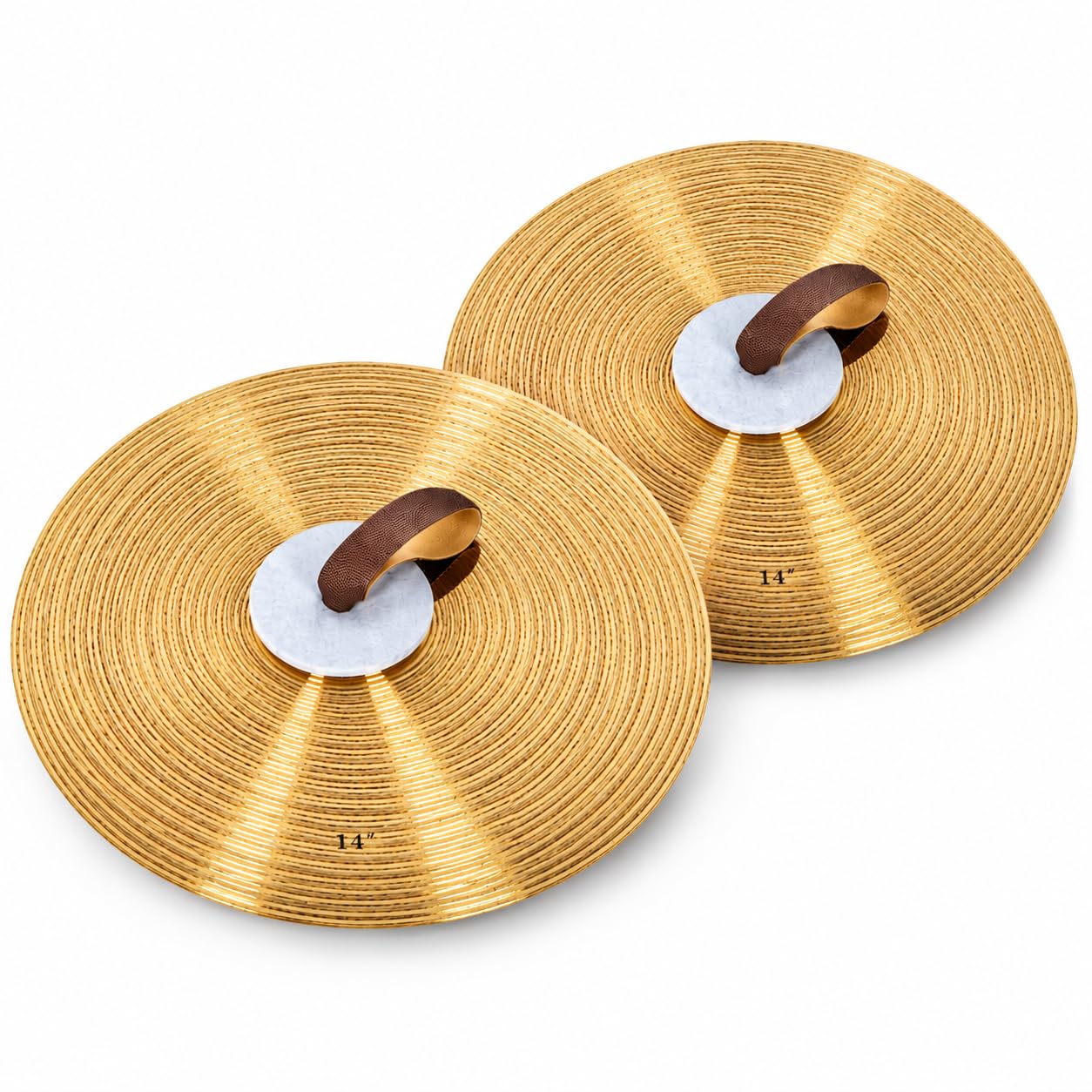 TeamSky 1 Pair 14 Inch Alloy Marching Band Cymbals with Hand Straps, Percussion 