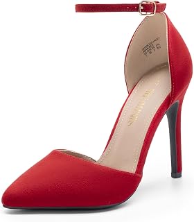 DREAM PAIRS Femmes Oppointed-Lacey Rouge Suède Chaussures à Talon Haut Bout Pointu 38 EU / 7 US