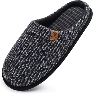 ONCAI Men's Winter Slippers, Comfortable Memory Foam Warm Wool Home Shoes with Non-Slip Sole Size 40-49 EU