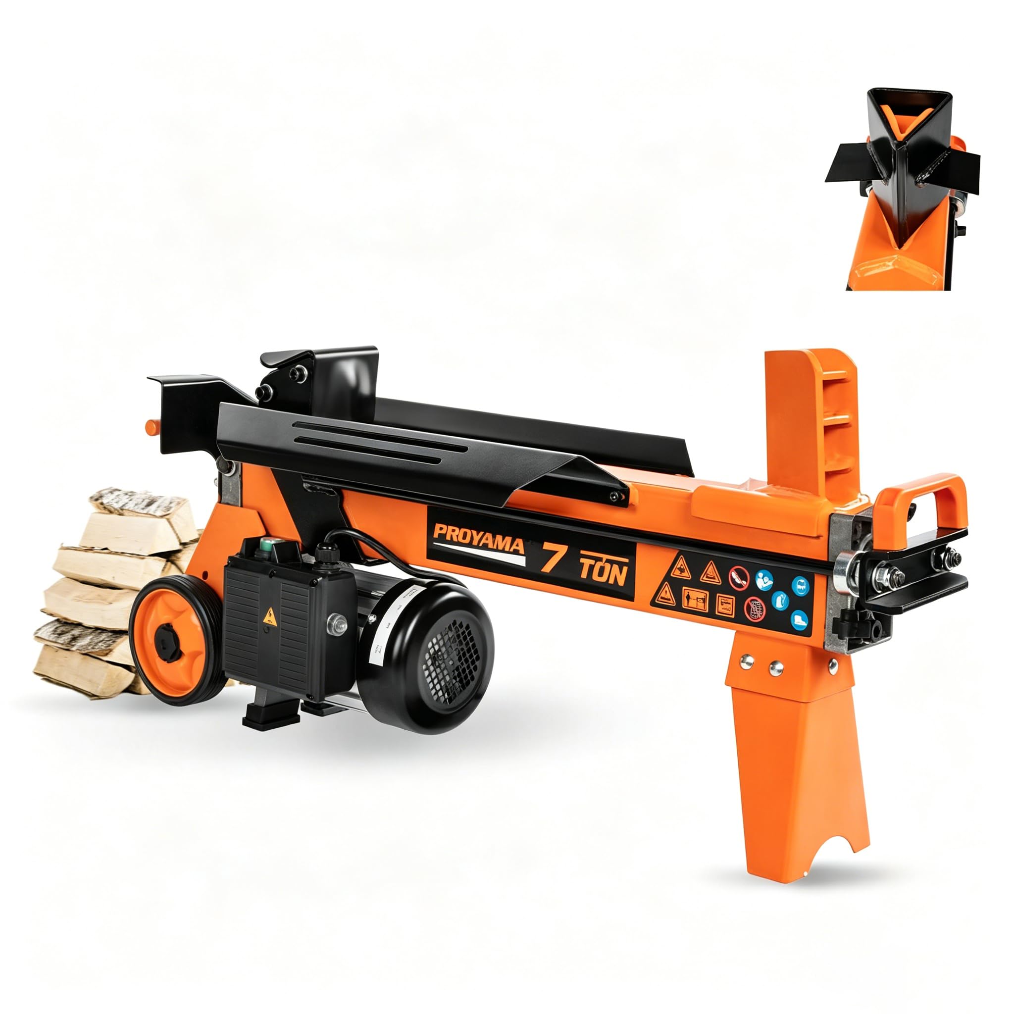 PROYAMA 7T Electric Log Splitter, 15A Motor Wood Splitter with Cross Wedge | Fir