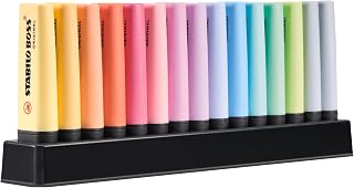 STABILO - marker - BOSS ORIGINAL Pastel | Table set with 15 pastel colours - with stand to keep them all tidy and easy to access