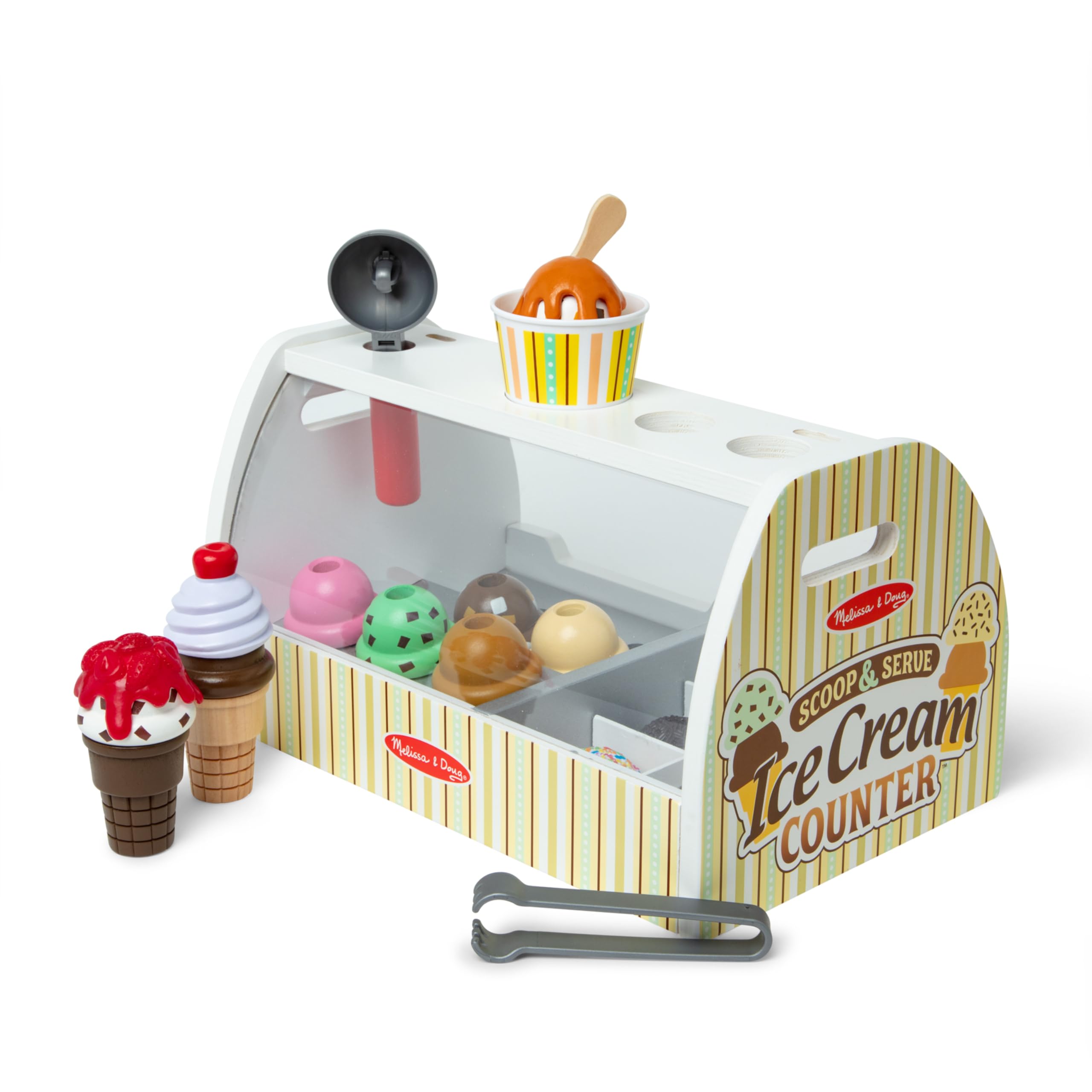 Melissa & Doug Wooden Scoop & Serve Ice Cream Counter, Pretend Play Store, 28 To