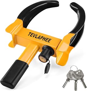 Tevlaphee Wheel Clamp Lock Heavy Duty Anti-Theft, Adjustable Security for Cars, Vans, Motorhomes (Fits 7-11" Tyres), Weatherproof & Vandal-Resistant Design (Black&Yellow)