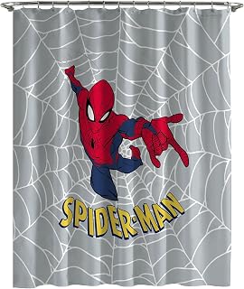 Jay Franco Marvel Spiderman Fabric Shower Curtain - Kids Grey Bathroom Decor