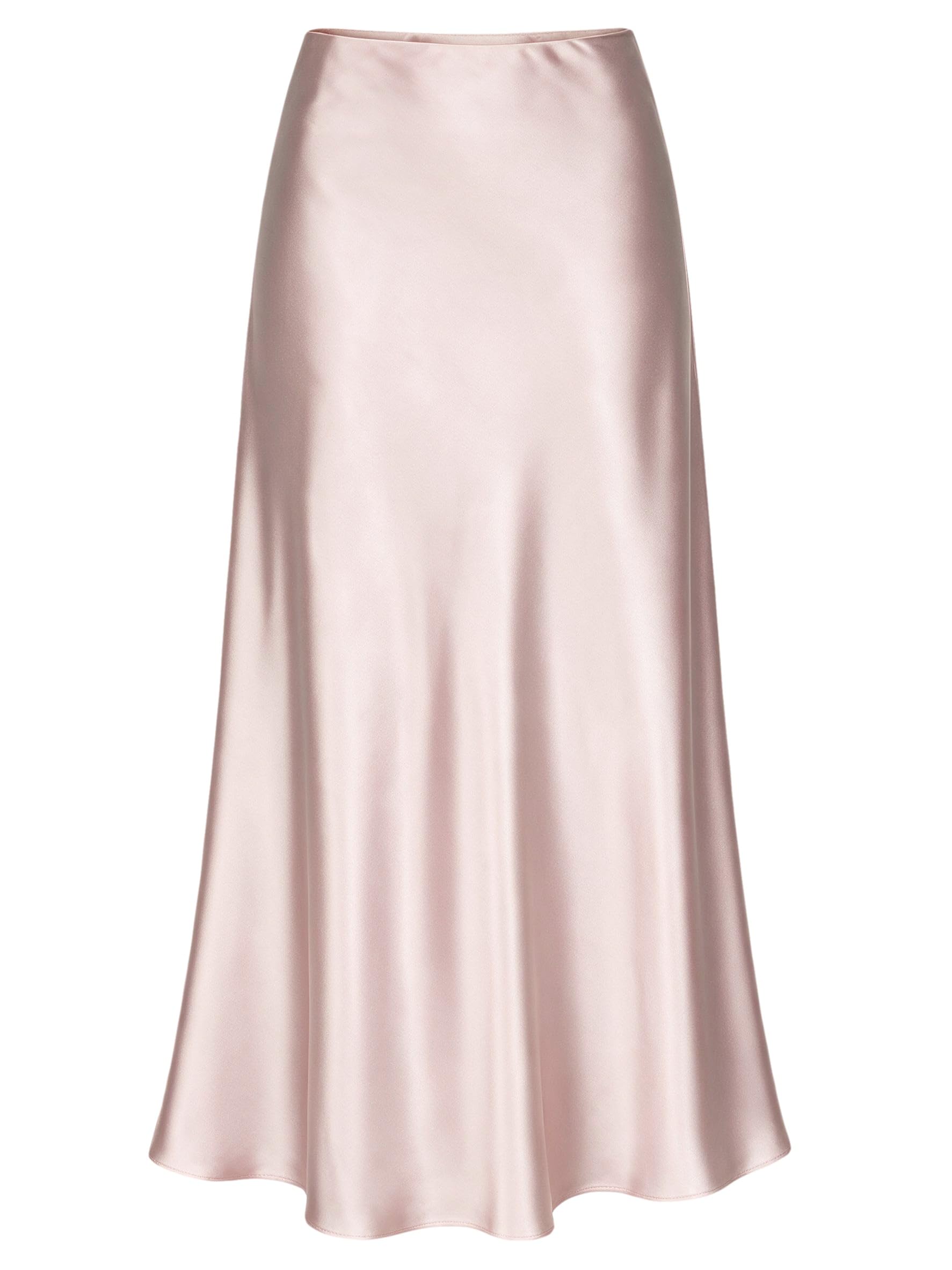 ALCEA ROSEA Womens Satin High Waisted Silky Midi Skirt Elastic A-line Skirt for 