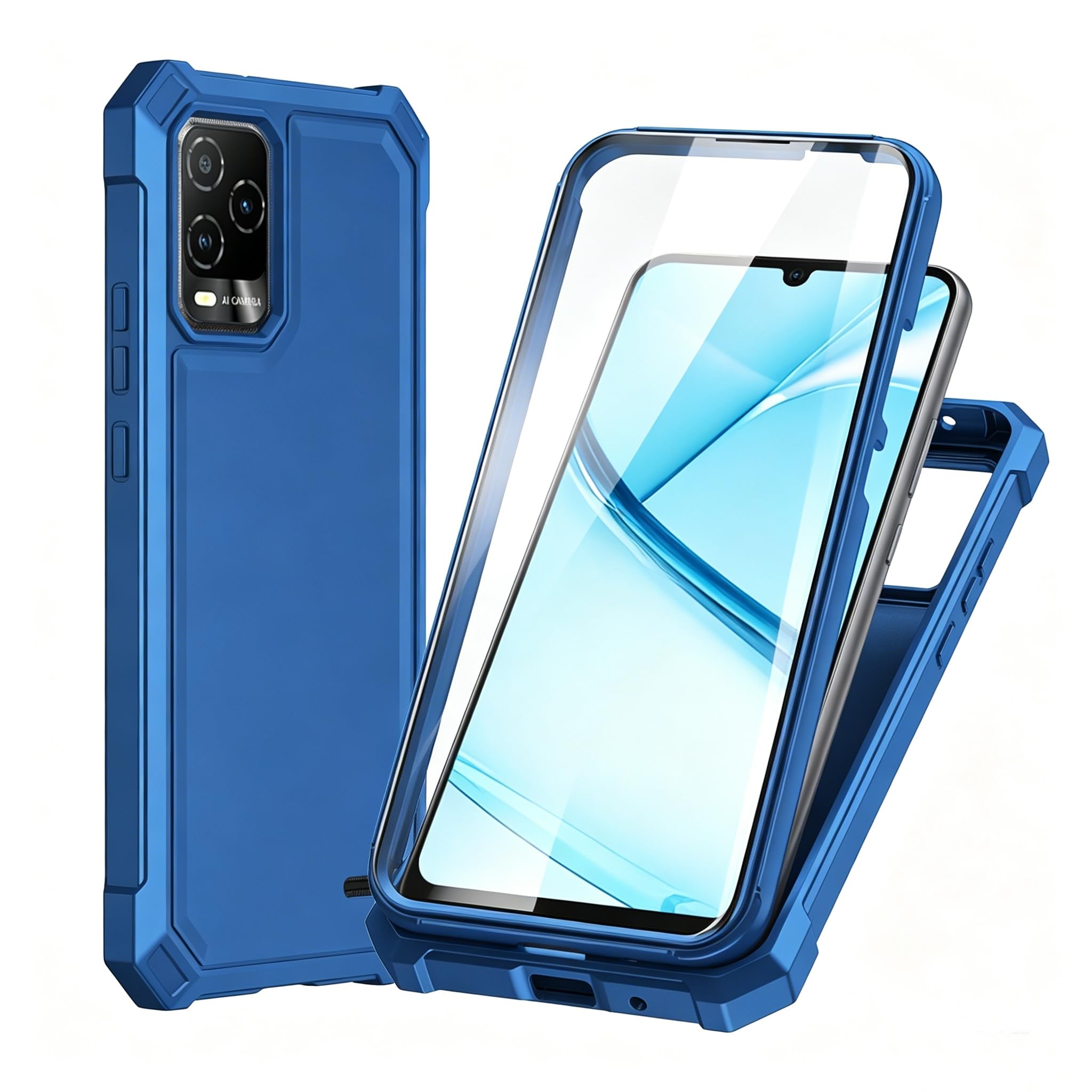 Lozeguyc for BLU View 5 Pro B170D Case with Screen Protector Blue | Full Body Pr