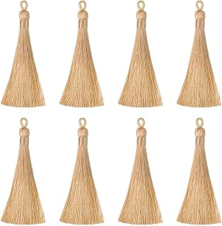 Bookmark Tassels 8 Pieces 9.5cm Soft Silky Tassels with Key Ring Loops Graduation DIY Handmade Accessories Khaki