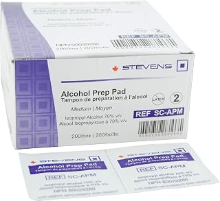 PODOCURE Alcohol Prep Pads 200 Count (Packaging may vary) | 70% Isopropyl Alcohol Sterile Wipes | 2-Ply Cotton Individually Wrapped Medium Size | Skin Prep & First Aid | NPN 80029286