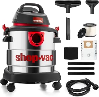 Shop-Vac 5989305 5 Gallon 4.5 Peak HP Wet/Dry Vacuum with Blower Function | Stainless Steel Tank, 1.25" x 7ft Hose, 6ft Cord, Ideal for Jobsite, Garage, Car & Workshop