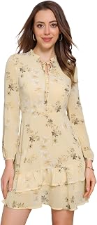 Allegra K Women Spring Dresses Layered Tiered Chiffon Mini Floral Dress