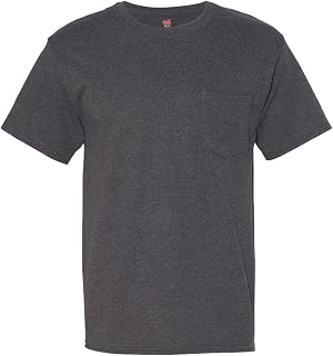 Hanes Beefy-t Pocket, Heavyweight Cotton Pocket Tee for Men, Full-Cut T-Shirt, 1 Or 2 Pack Men's T-Shirt (Pack of 1)