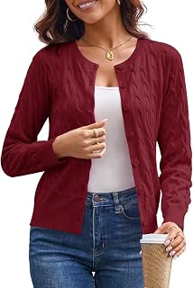 GRACE KARIN Cable Knit Cardigan Sweaters for Women Lightweight Fall Outfits