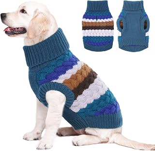 Kuoser Dog Sweater, Warm Dog Sweaters for Extra Large Dogs Boy, Blue 3XL