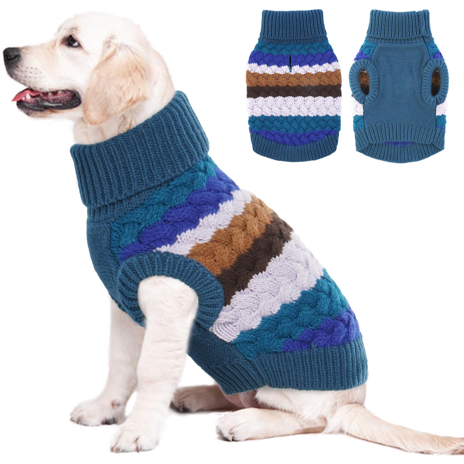 Kuoser Dog Sweater, Warm Dog Sweaters for Extra Large Dogs Boy, Blue 3XL