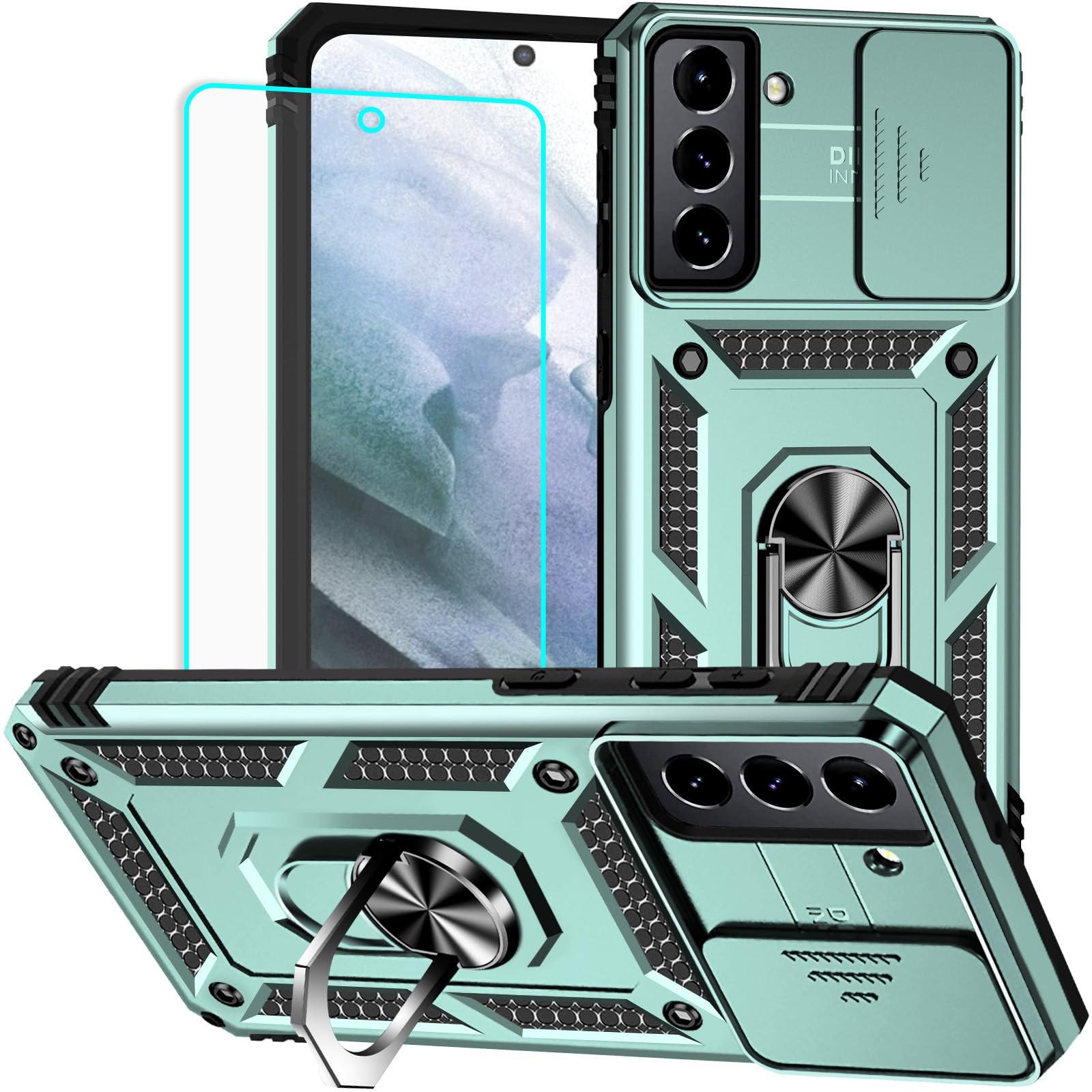 HNHYGETE for Galaxy S21 Case with Screen Protector: [Military Grade 20ft. Drop T