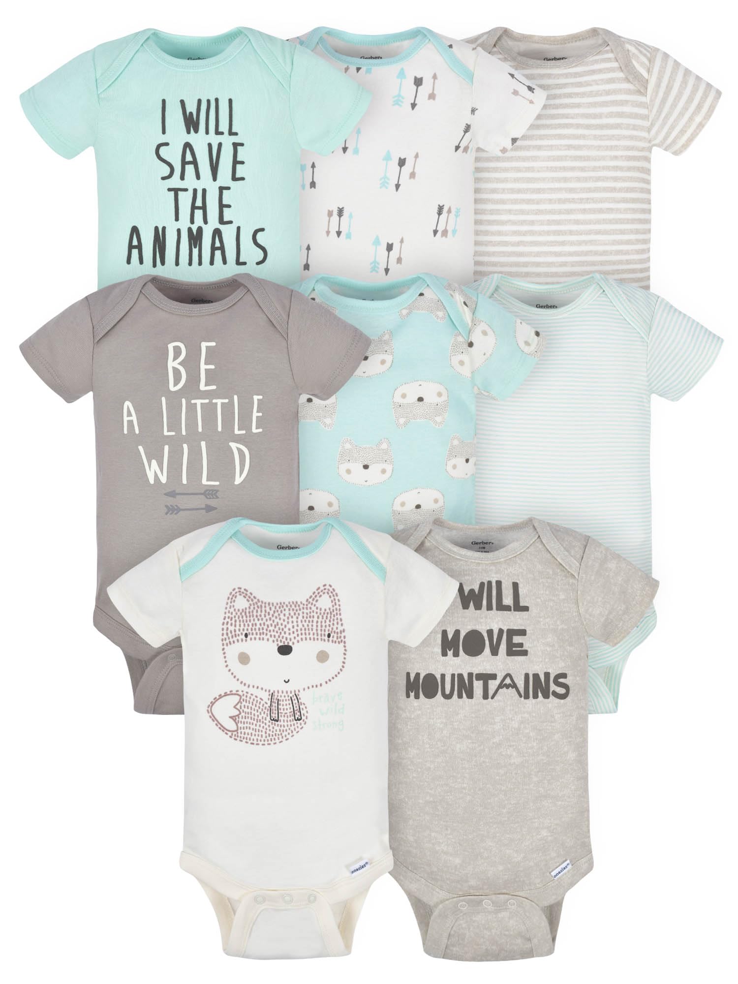 Gerber Baby Boys 8-Pack Short Sleeve Onesies Bodysuits