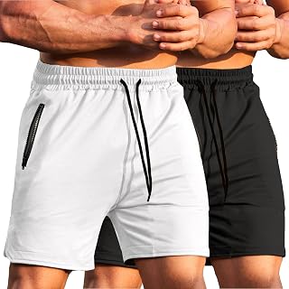 COOFANDY Mens Gym Workout Shorts - Fitted Weight Lifting Shorts with Zipper Pockets