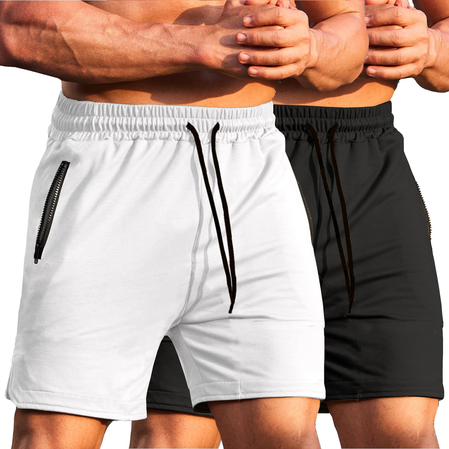 COOFANDY Mens Gym Workout Shorts - Fitted Weight Lifting Shorts with Zipper Pock