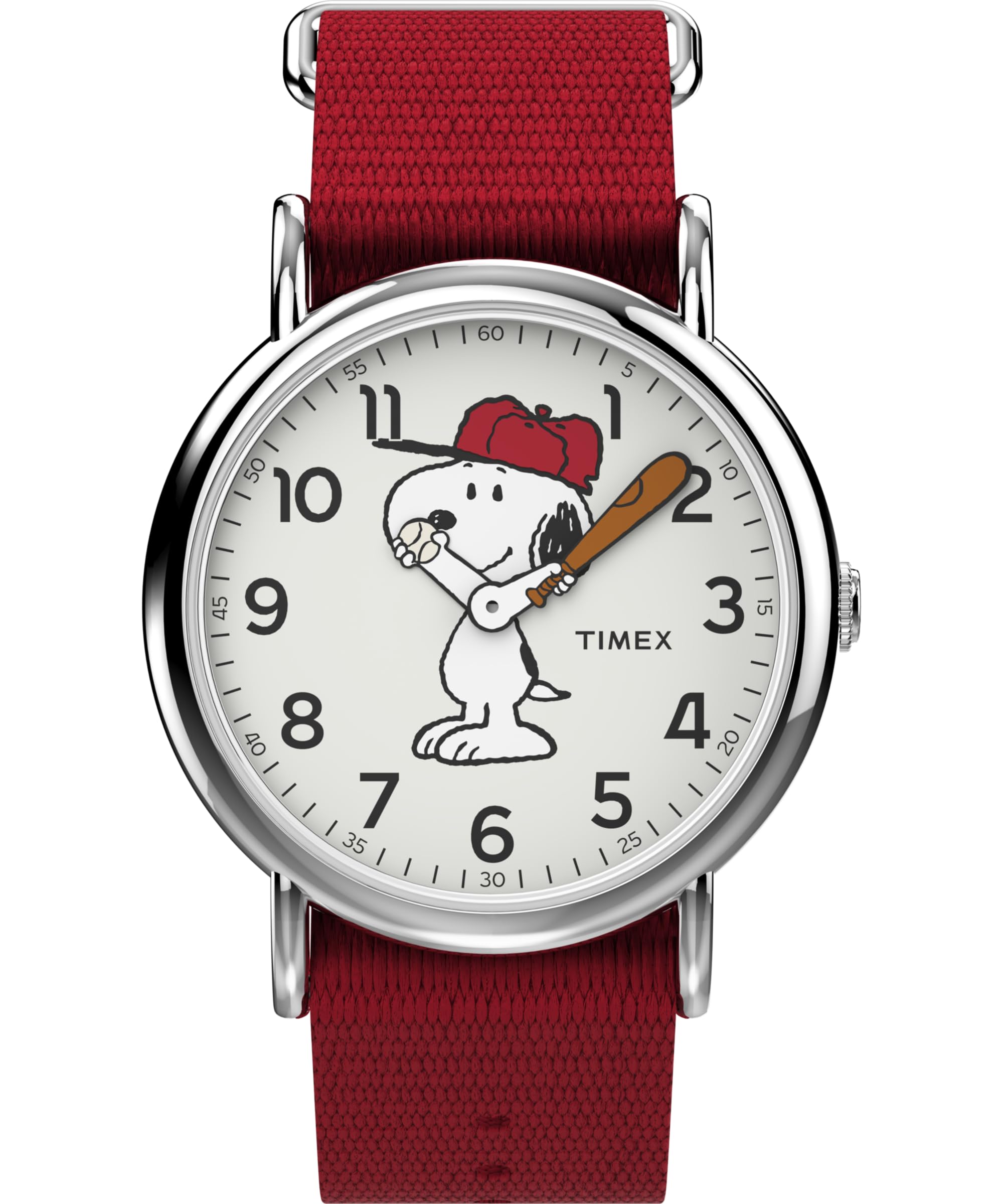 Timex x Peanuts Snoopy - Orologio con cinturino in tessuto rosso