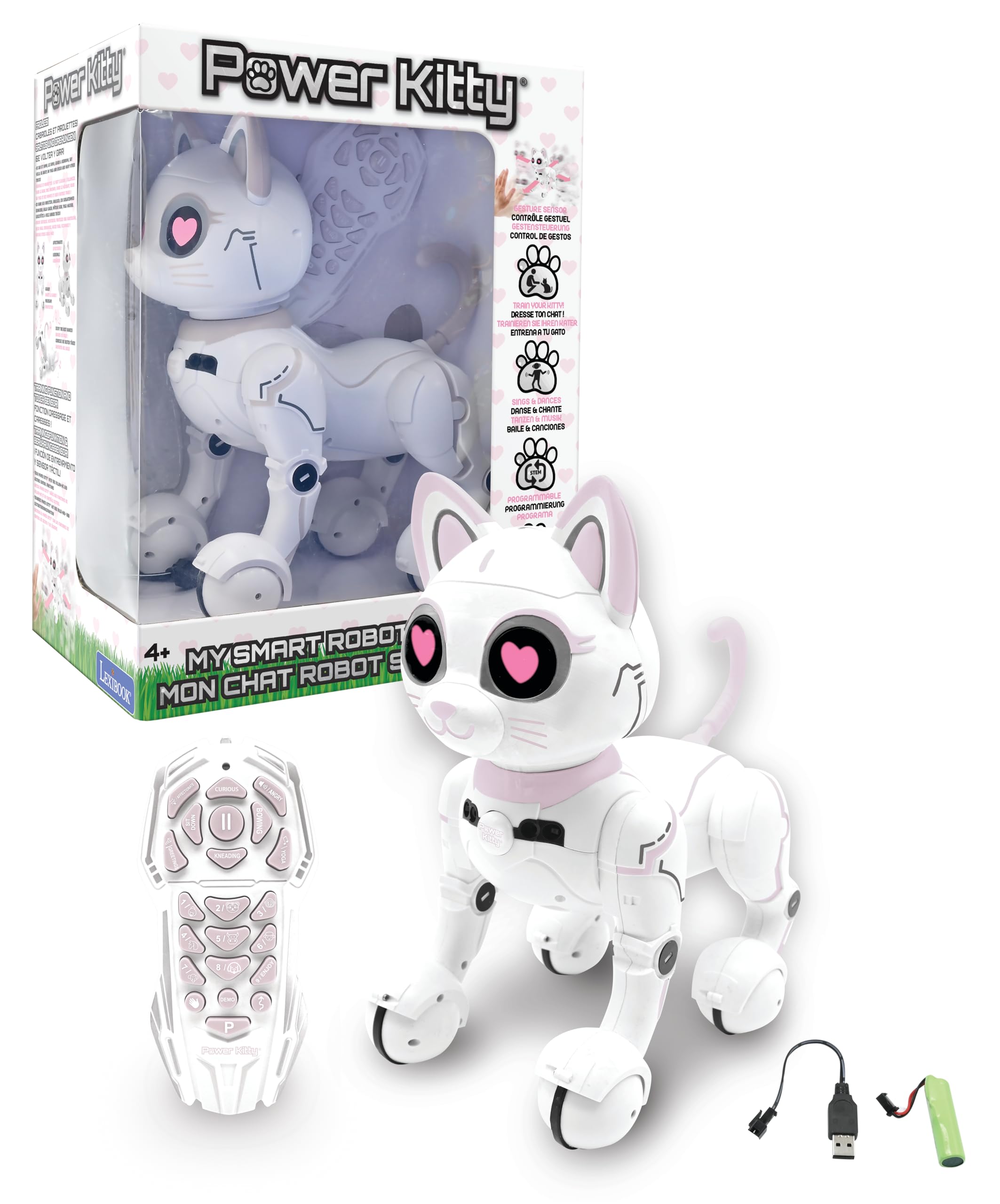 Lexibook Power Kitty – My Smart Robotic Cat with Programming Function Gesture Co
