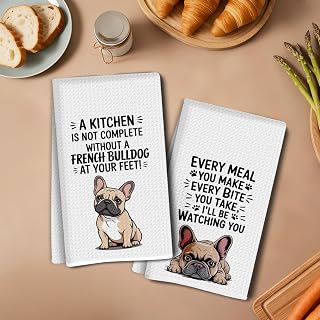 2 Pieces Funny Kitchen Towels with Dogs, 14x24 Inches Cute Dog Kitchen Towel for Tea Festive Decor -1