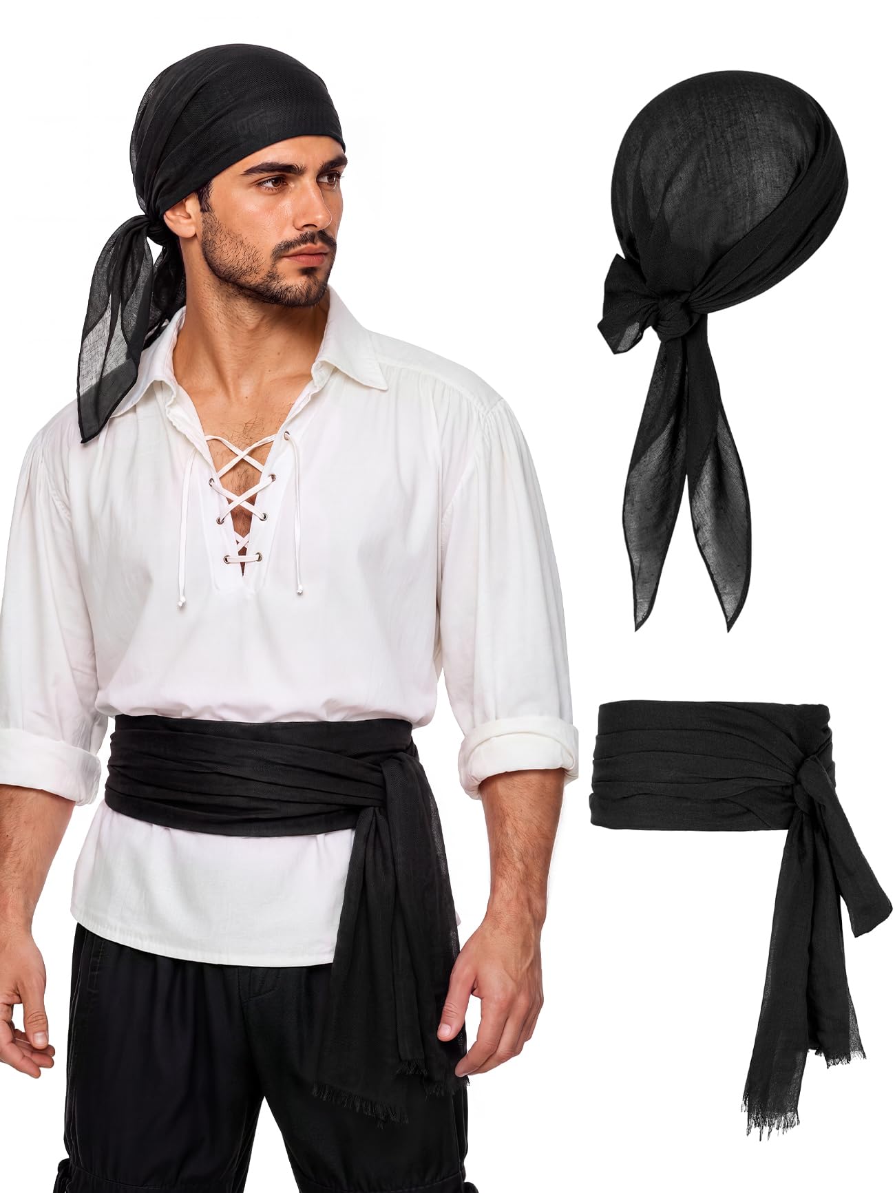 American Trends Pirate Bandana Sash, Pirate Hat Headband Halloween Costume